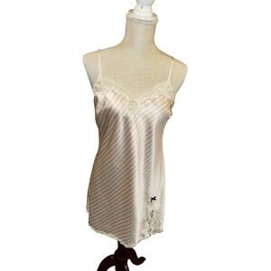 Vintage Y2K Victoria’s Secret Soft Blush Satin Lace Slip Dress Lingerie M